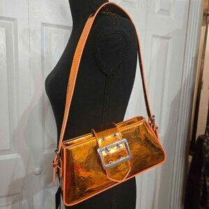Forever 21 Orange Metallic Shoulder Bag Purse Y2K F21